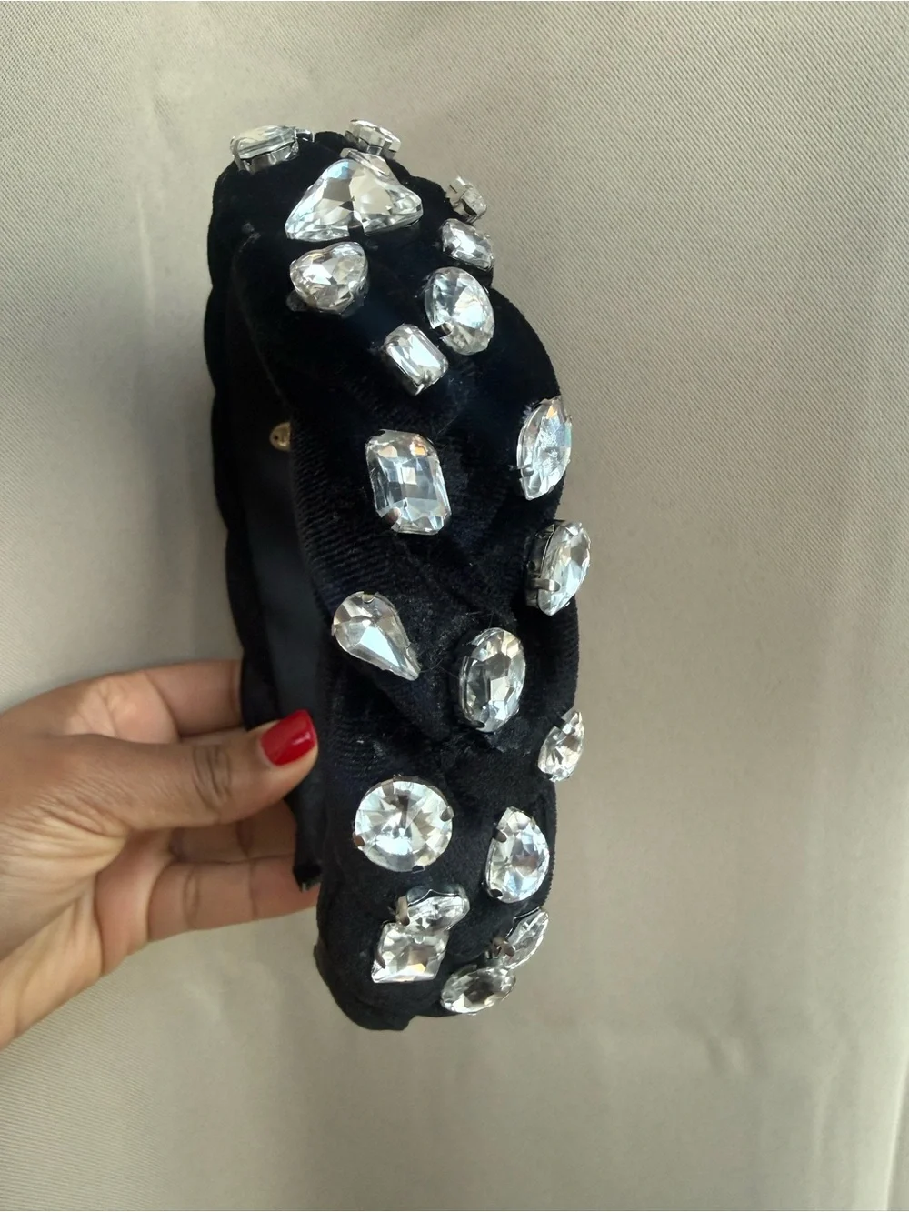 Embellished Black Velvet handmade Gemstone Headband
